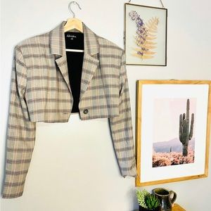 For Love & Lemons Kyle Crop Blazer In Gray